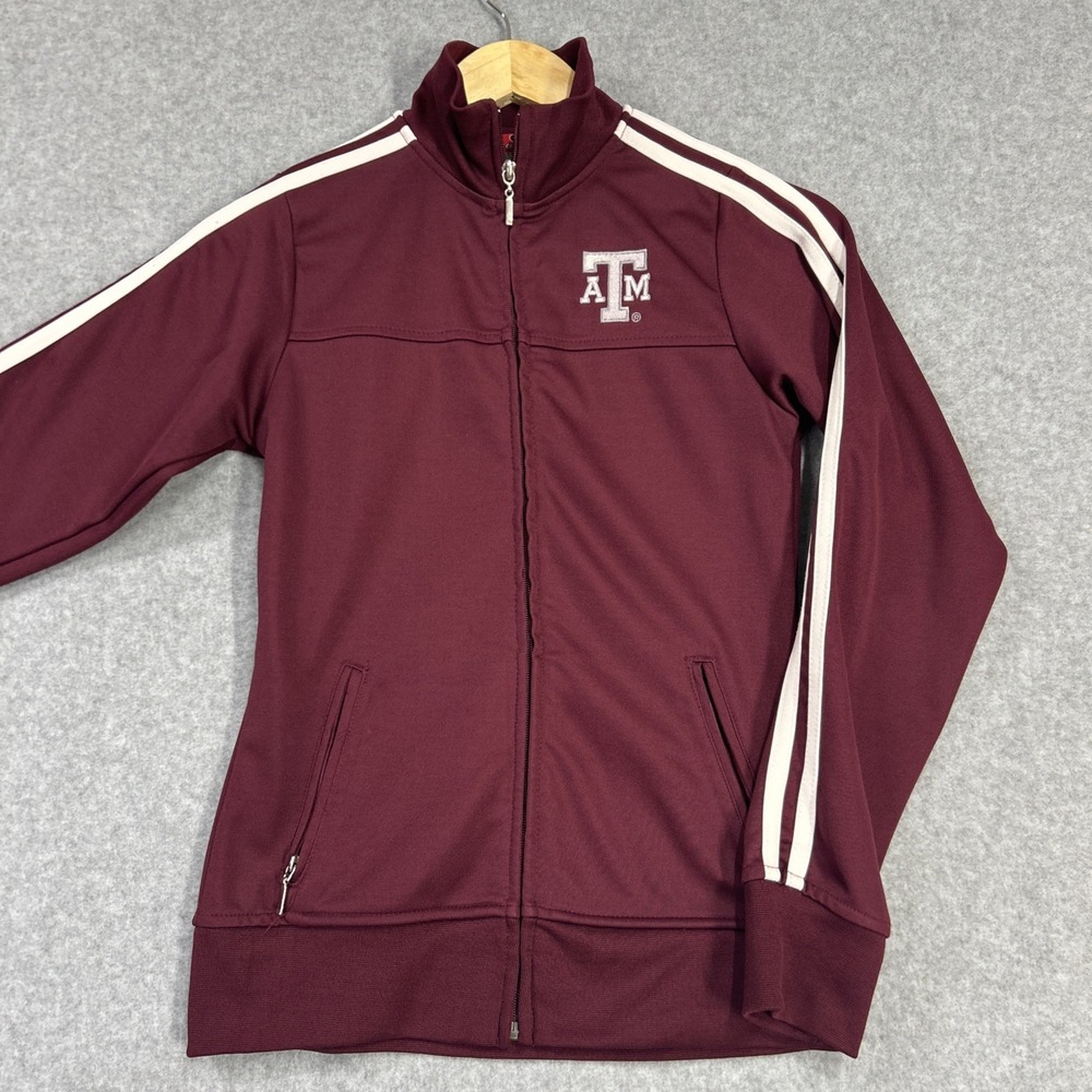 Texas A&M Full Zip Jacket Size Small Colosseum Maroon And white stripes.